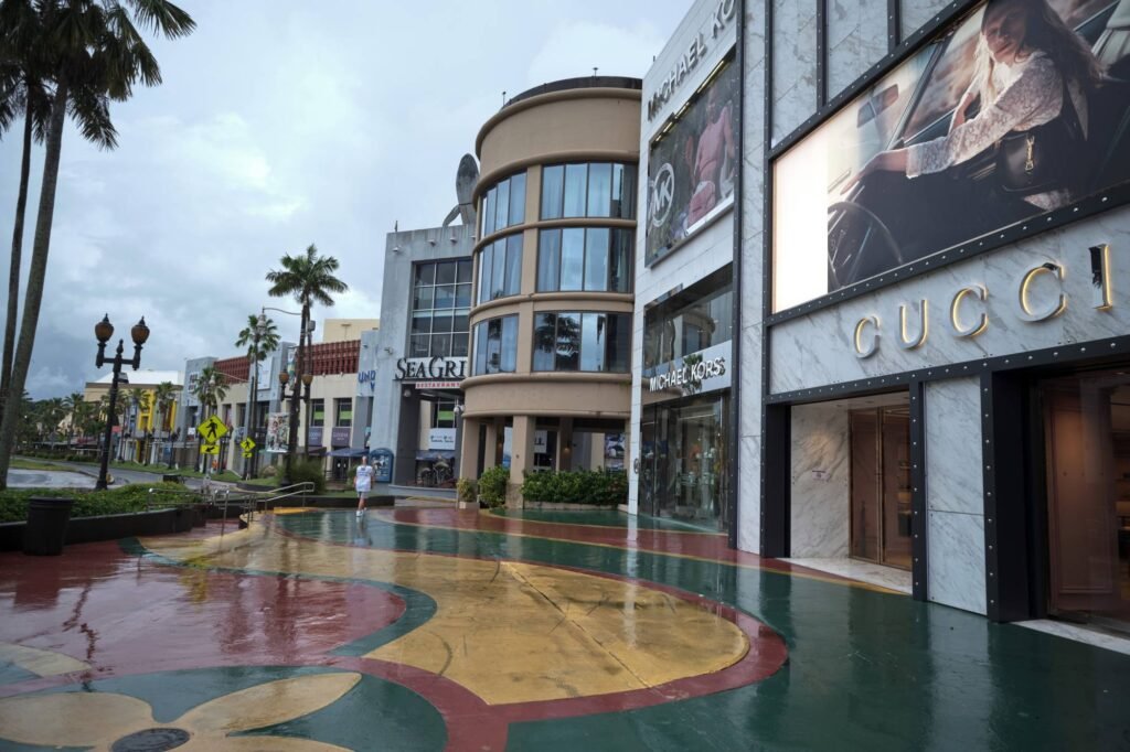 Most of GuamÕs luxury boutiques have been closed for months. (Anthony Henri Oftana for The New York Times)